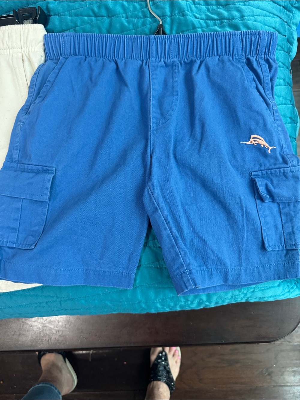 adidas Blue Cargo Shorts with Dolphin Embroidery